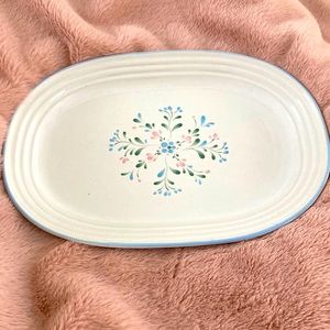 Fascino Stoneware by YAMAKA Japanese Platter Flower Design Hand Decorated.